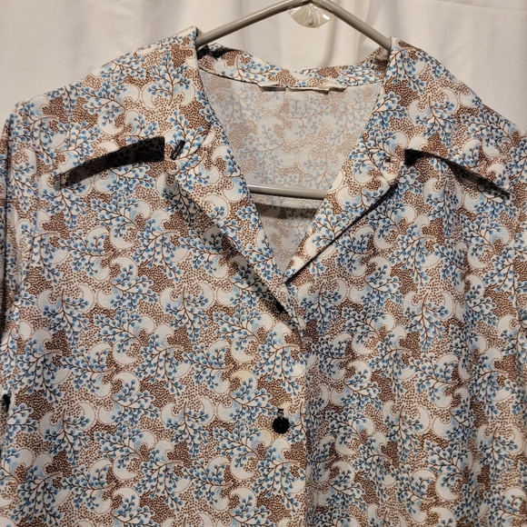 Vintage Floral Polyester Blouse Approximately A Size Medium EUC - Picture 3 of 6